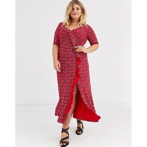 NWT Asos Curve 24 Ruffled Maxi Dress Floral Jersey